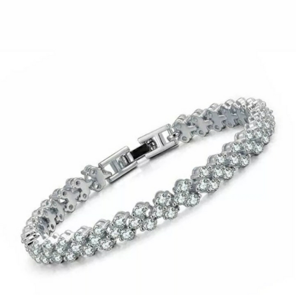Women Crystal Rhinestone Tennis Bracelet Bangle We